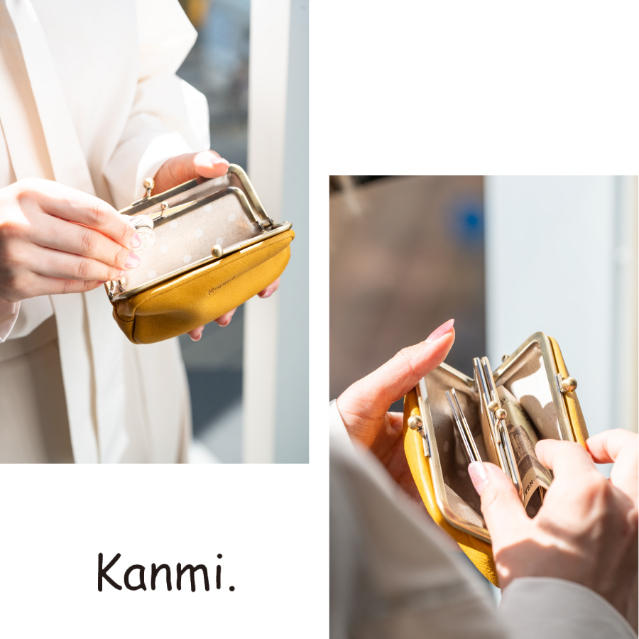 Kanmi 親子がま口 財布 レディース フカフカ ポーチ ブランド : 革小物