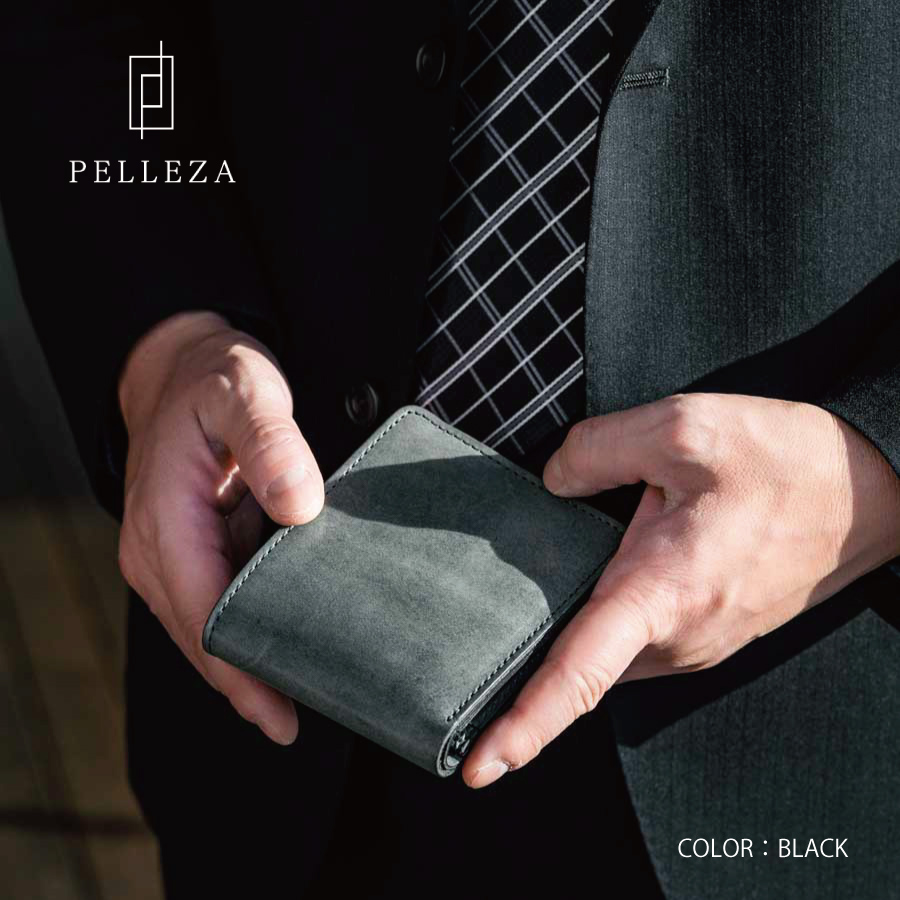 財布 メンズ 二つ折り 栃木レザー 二つ折り財布 PELLEZA 本革
