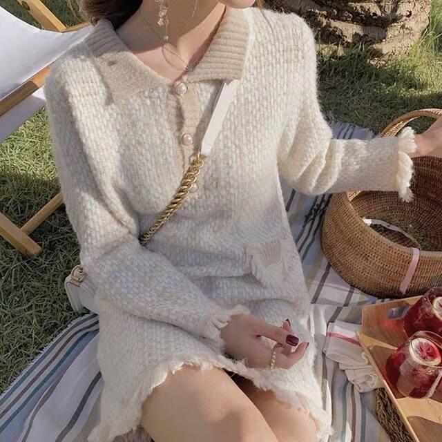 ワンピース 安い 可愛い ミニワンピース ニット ツイード風 長袖 ｉライン 代 30代 ｏｌ 通勤 ディナー デート Yasu リラークショップ 通販 Yahoo ショッピング