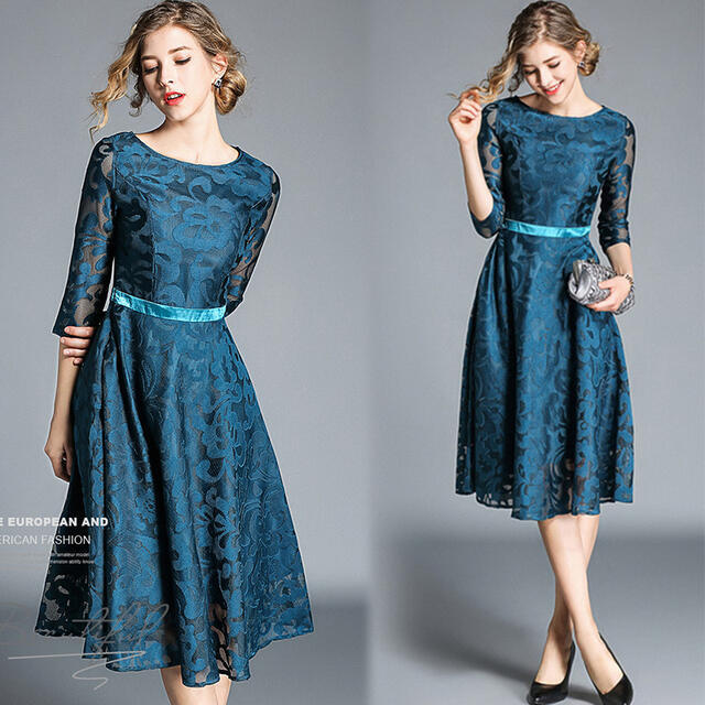 パーティードレス ワンピース 七分袖 ミディアム丈 おしゃれ フォーマル 結婚式 二次会 お呼ばれ 披露宴 演奏会 ミセス Yoko リラークショップ 通販 Yahoo ショッピング