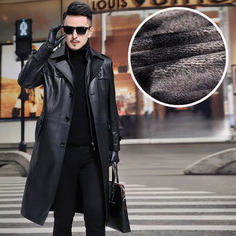 レザーコート メンズ ロングコート アウター 秋 冬 本革 ベルト付き