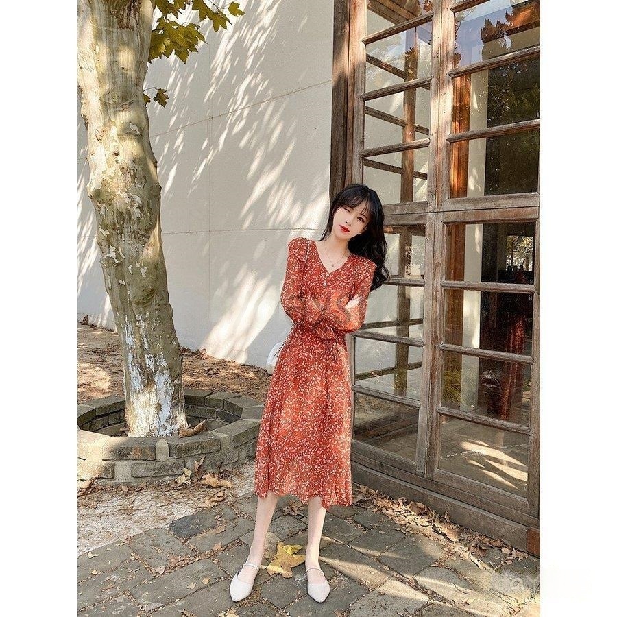 ハワイアン ロングワンピース ロングワンピース 春秋シフォン レディース ワンピース花柄着痩せ