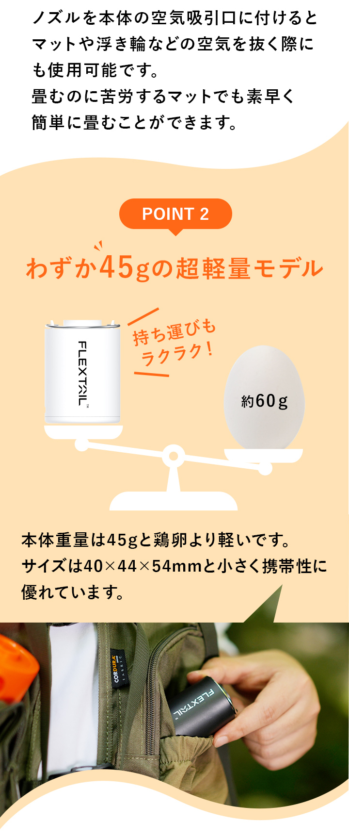 わずか45gの超軽量モデル