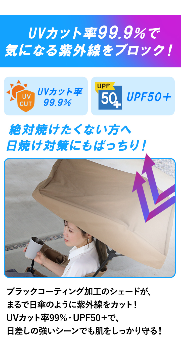 UVカットで99.9%で気になる紫外線をブロック