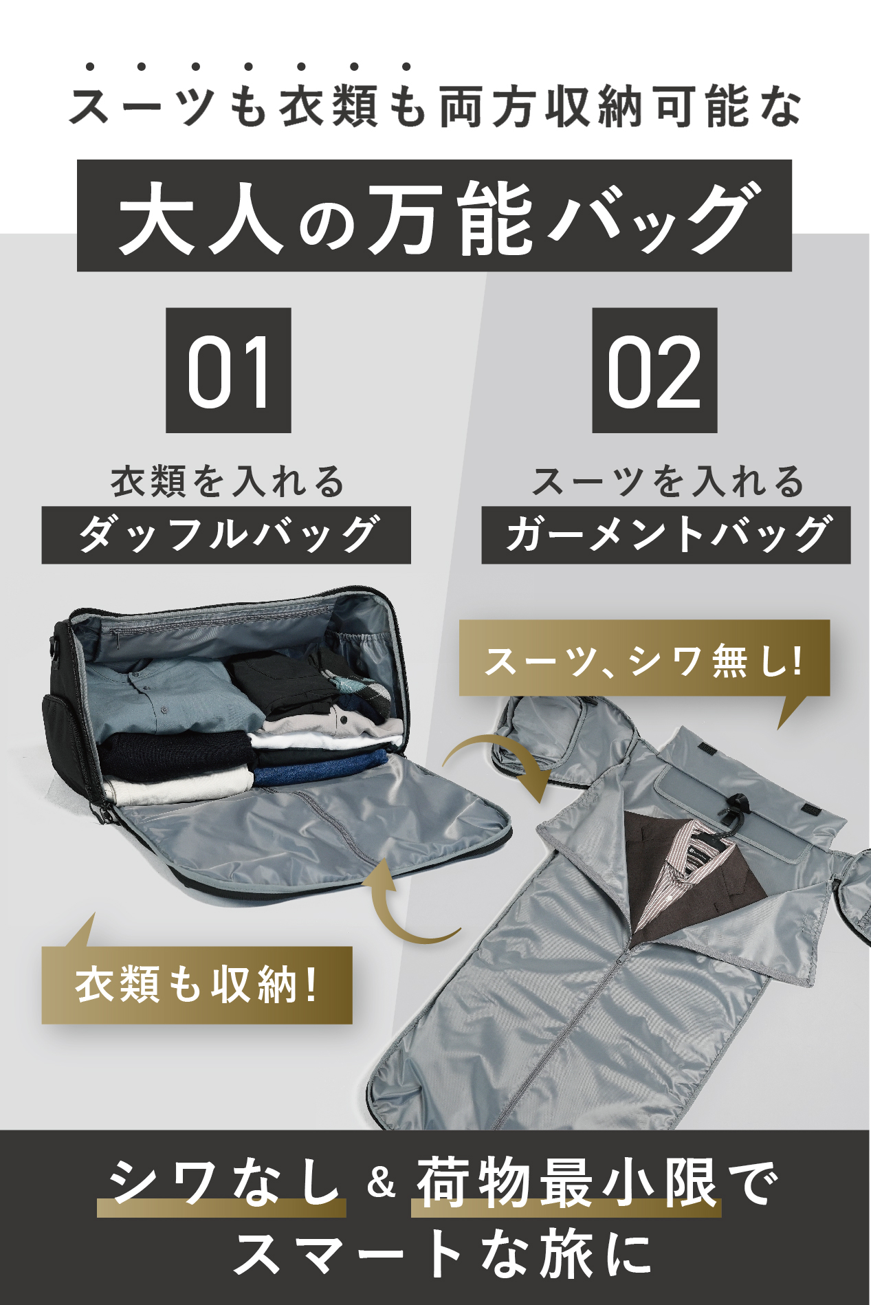 ガーメントバッグ ダッフルバッグ 旅 出張 バッグ