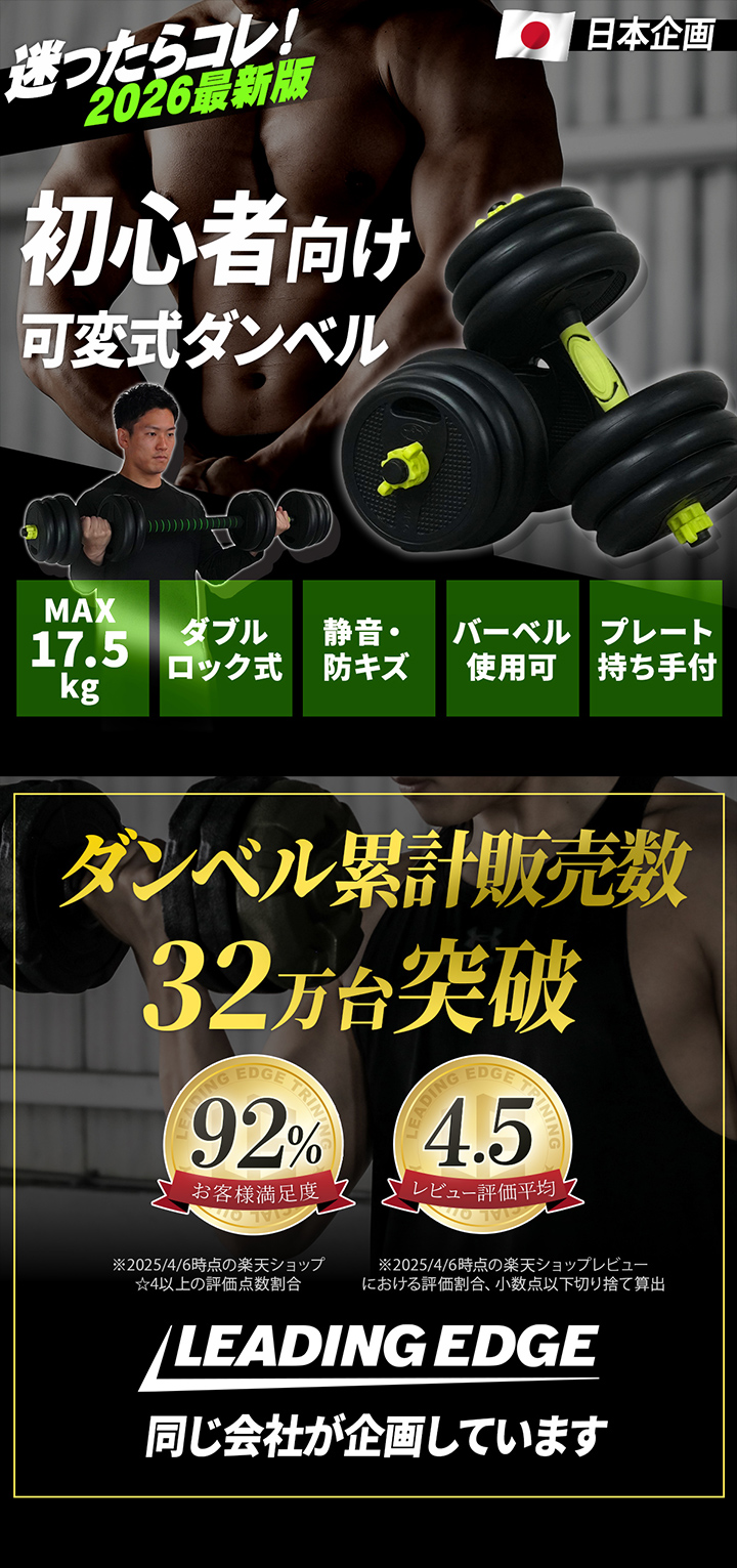 ☆5%OFFクーポン 6/14-15☆ 可変式ダンベル 10kg 2個セット バーベル
