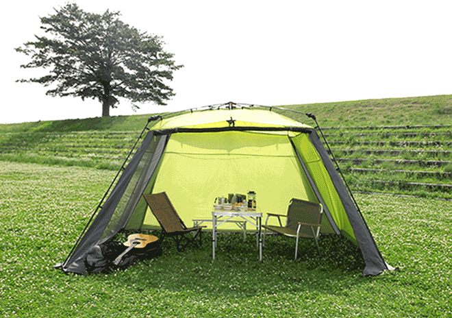 【人気新作】Quick Camp ワンタッチタープ2.5m（黄緑） テント・タープ