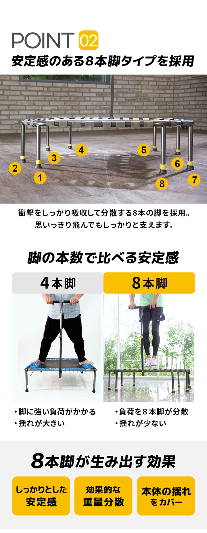 安定感のある8本足を採用