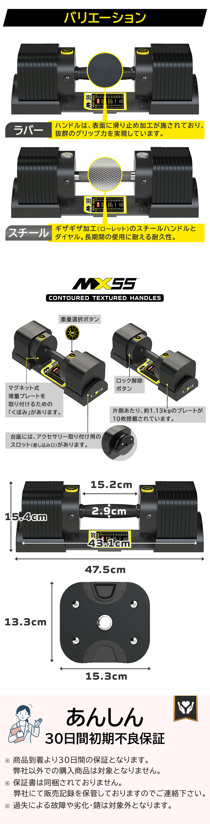可変式ダンベル 25kg 2個セット 【4.9kg〜25.3kg 約2.27kg刻み 10段階