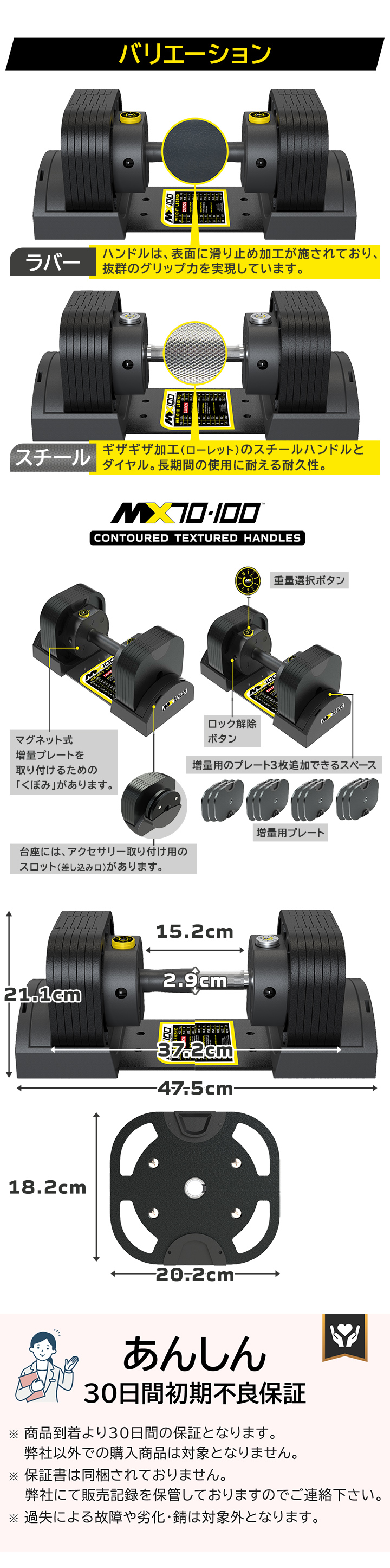 可変式ダンベル 32kg 2個セット 【5.9kg〜32.2kg 約5kg刻み 7段階