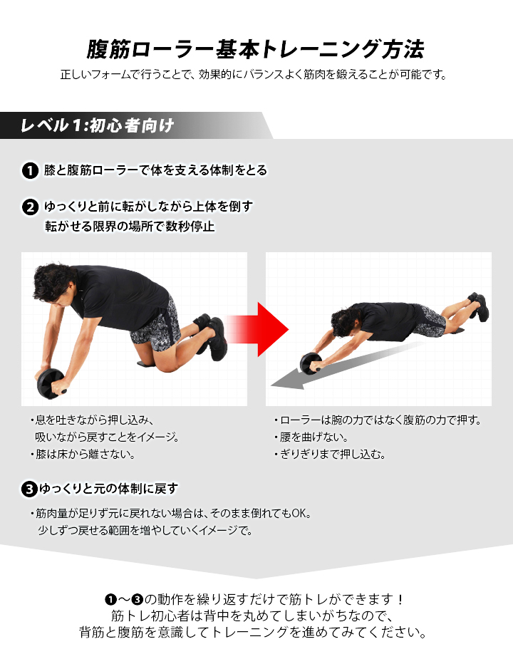 腹筋ローラー基本トレーニング方法
