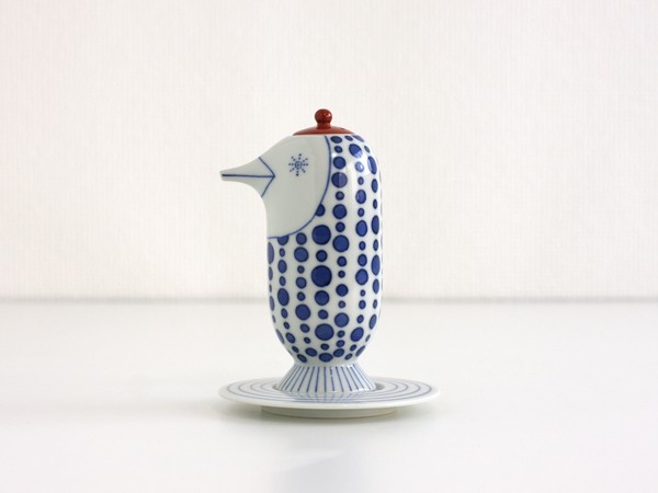 【未使用 希少】九谷焼 上出長右衛門窯 ハイメ・アジョン デザイン醤油さし鳥型 食器 醤油さし soypotBIRD 鳥型 雨だれ 上出長右衛門窯 ハイメ