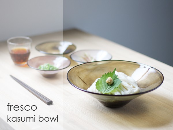 ガラス 食器 kasumi bowl カスミ ボウル ( SIZE:M browngreen ) 緑