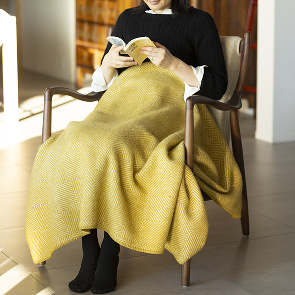 【正規取扱店】KLIPPAN クリッパン リサイクルウール ハーフスロー グースアイ (SIZE:90cm×130cm /イエロー)KP231704 i-33143 | KLIPPAN