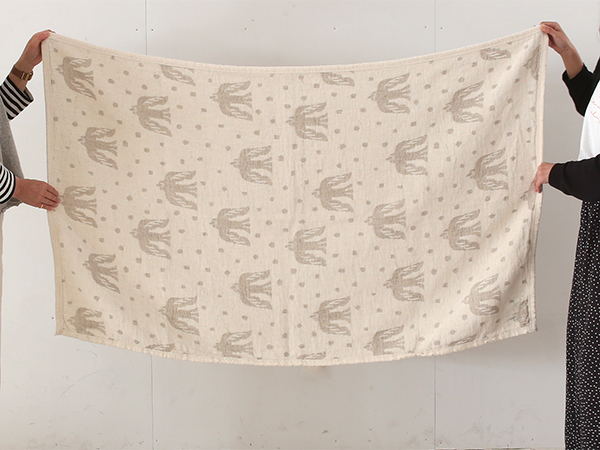 【正規取扱店】KLIPPAN クリッパン リネン＆シュニールコットン ハーフブランケット birds in the snow (SIZE:90cm×140cm /ナチュラル)KP892133 i-24438 | KLIPPAN | 07