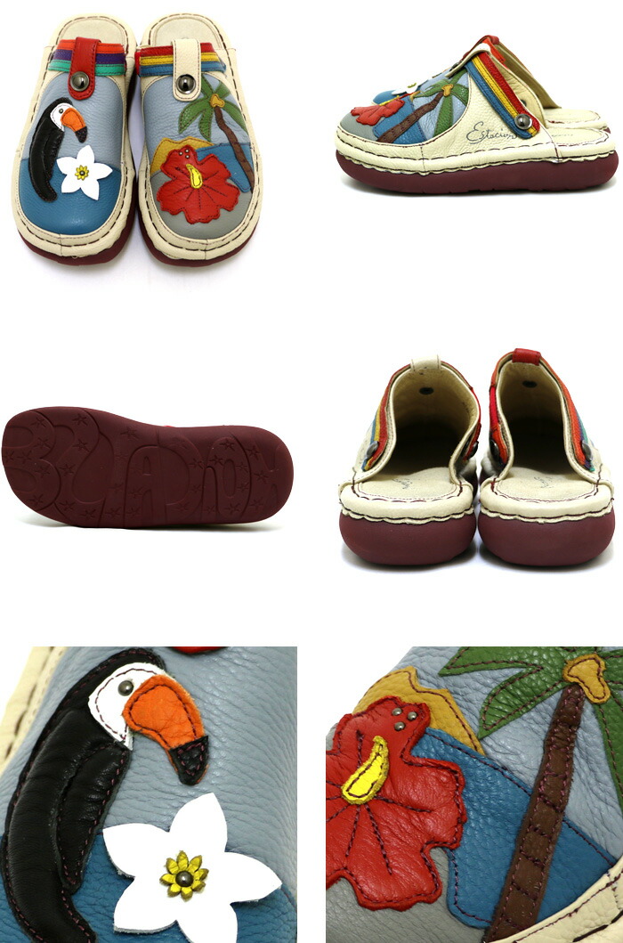 送料無料 サボ サンダル エスタシオン 靴 レディース estacion 本革