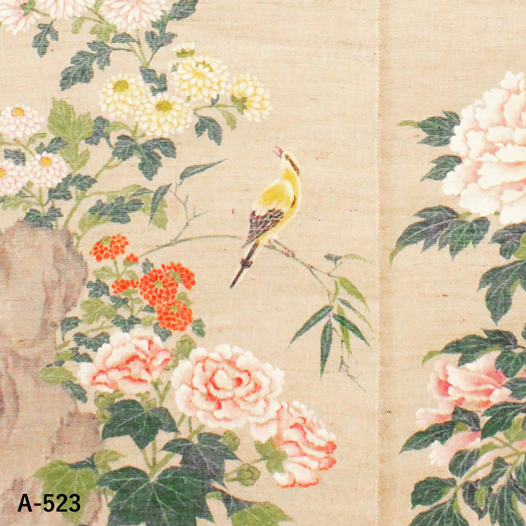 送料無料 暖簾 のれん 万葉舎 手描きのれん 四季花鳥図 (A-523) サイズ