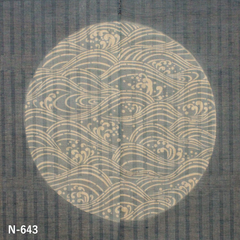 暖簾 のれん 麻 万葉舎 新古典のれん 丸に波 (N-643) サイズ：88cm
