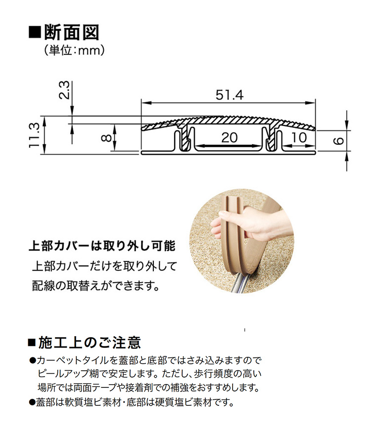 専用　両面補強 サンゲツ（SANGETSU） OAフラットカバー タイルカーペット 蓋部+底部