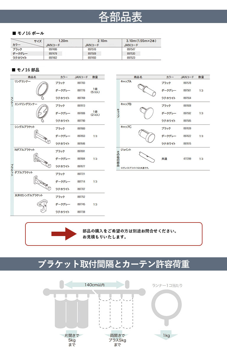 トルソー2個セット TOSO（トーソー） カーテンレール MONO16 モノ16 ダブルセット ネクス