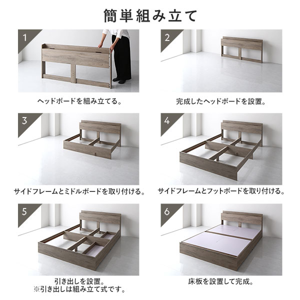 ベッド シングル ベッドフレームのみ ブラック 収納付き 宮付き