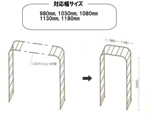ガーデンアーチ ローズアーチ 高級 アイアン エクステンションアーチ40
