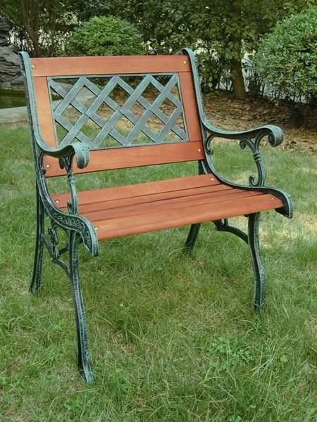 ガーデンチェア 鋳鉄 木製 アーム チェア クロスチェア 幅640×高さ800×奥行670 組立式 ベランダ 椅子 ガーデンファニチャー 送料無料