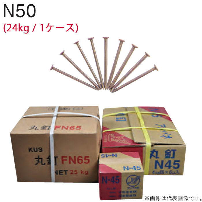 釘 鉄 丸釘 N50 50mm 4kg×6箱1ケース単位 24kg 大工 木工事 仮枠 型枠