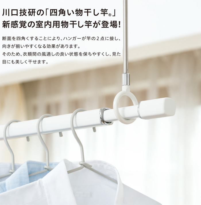 物干し 室内物干し ホスクリーン スポット型専用 伸縮物干竿 ブラック 黒 四角い竿 室内物干し