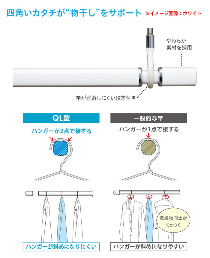物干し 室内 天井吊り下げ 室内物干し ホスクリーン スポット型専用 伸縮物干竿 ブラック 黒 四角い竿 室内物干し スタイリッシュ おしゃれ