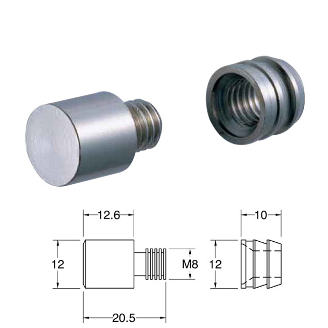 棚受け金具 おしゃれ 棚ダボ 12mm 男（オン） 100個単位 女（メン