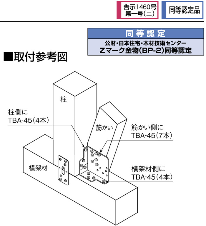 オメガー 2倍筋かい トライ AA1071 壁倍率2倍 50個単位 専用角