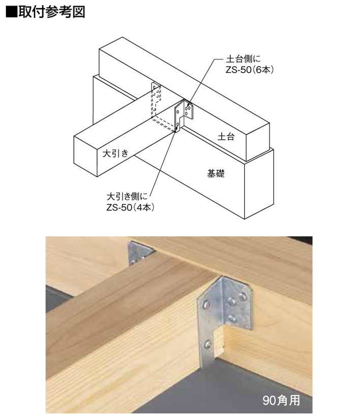 オメガー 外折り大引き受け金物 土台と大引きの接合 105角用 AB4907 30個単位 専用角ビットビス付属 性能試験済 木造 軸組工法 2×4工法  土台敷