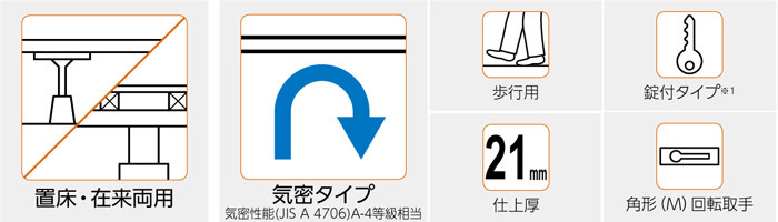 点検口 床下 アルミ点検口 ホーム床点検口 木下地 SHW21-45 気密タイプ ダイケン シルバー 開口寸法 405mm 10台入り1ケース単位  仕上厚21mm