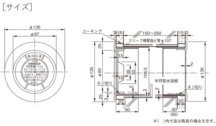 クーラーキャップ 丸型 PCクーラーキャップ 設備配管用キャップ107 適用パイプVU100 新築 リフォーム DIY 配管 エアコン 空調 室内機 屋外機 取付用 住宅 用品 集合住宅 戸建て住宅 設備