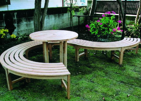ハンドメイド ２人掛けベンチ (ダークチーク色) imgrc0162267604.jpg