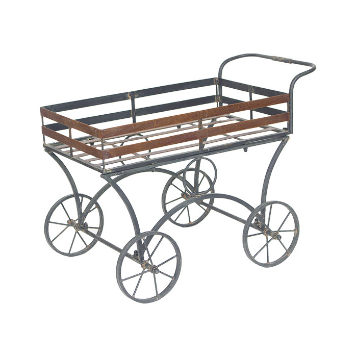 アイアン 手押し台車  飾り台 キャリーカー ガーデニング アイアン花台 手押し車 ブラック フラワースタンドかわいい カート型