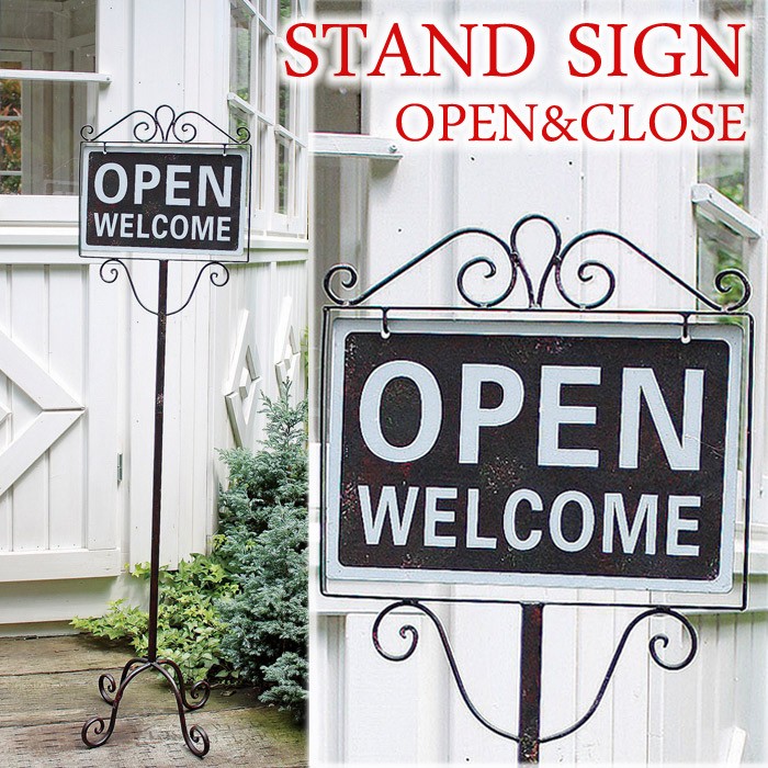 オープン＆クローズ OPEN&CLOSE STAND バードホワイト アイアン サイン 