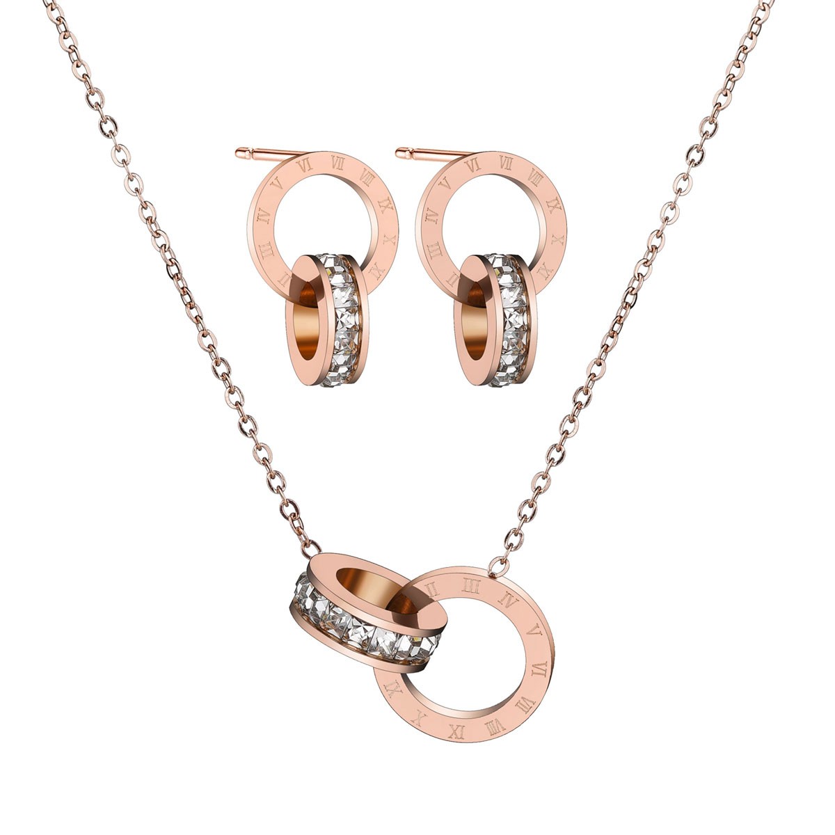 EsuonHappiness ネックレス ピアス セット チェーン レディース ローマ 