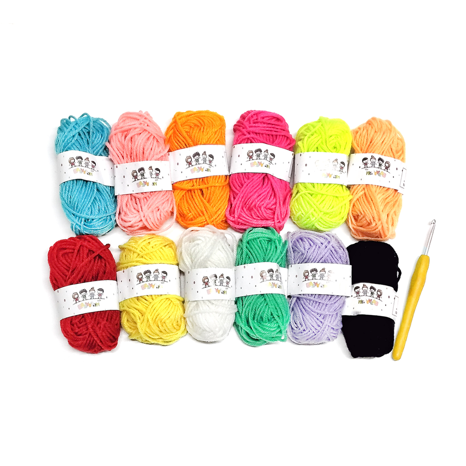 毛糸 並太 セット 12色セット アクリル 編み物 かぎ針付き 毛糸セット