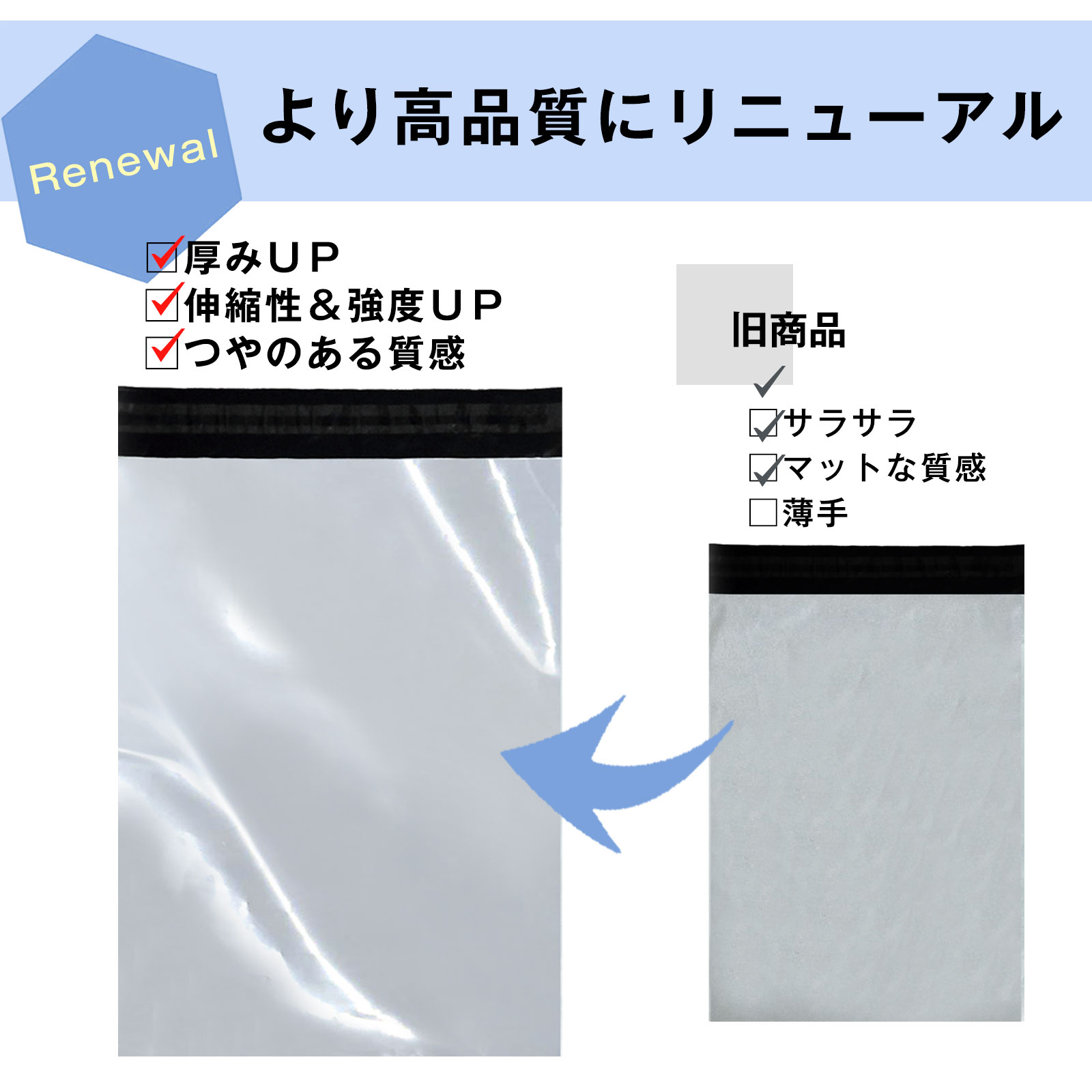 宅配ビニール袋 B4 100枚入り 幅280mm×深さ390mm＋フタ45mm L 強粘着