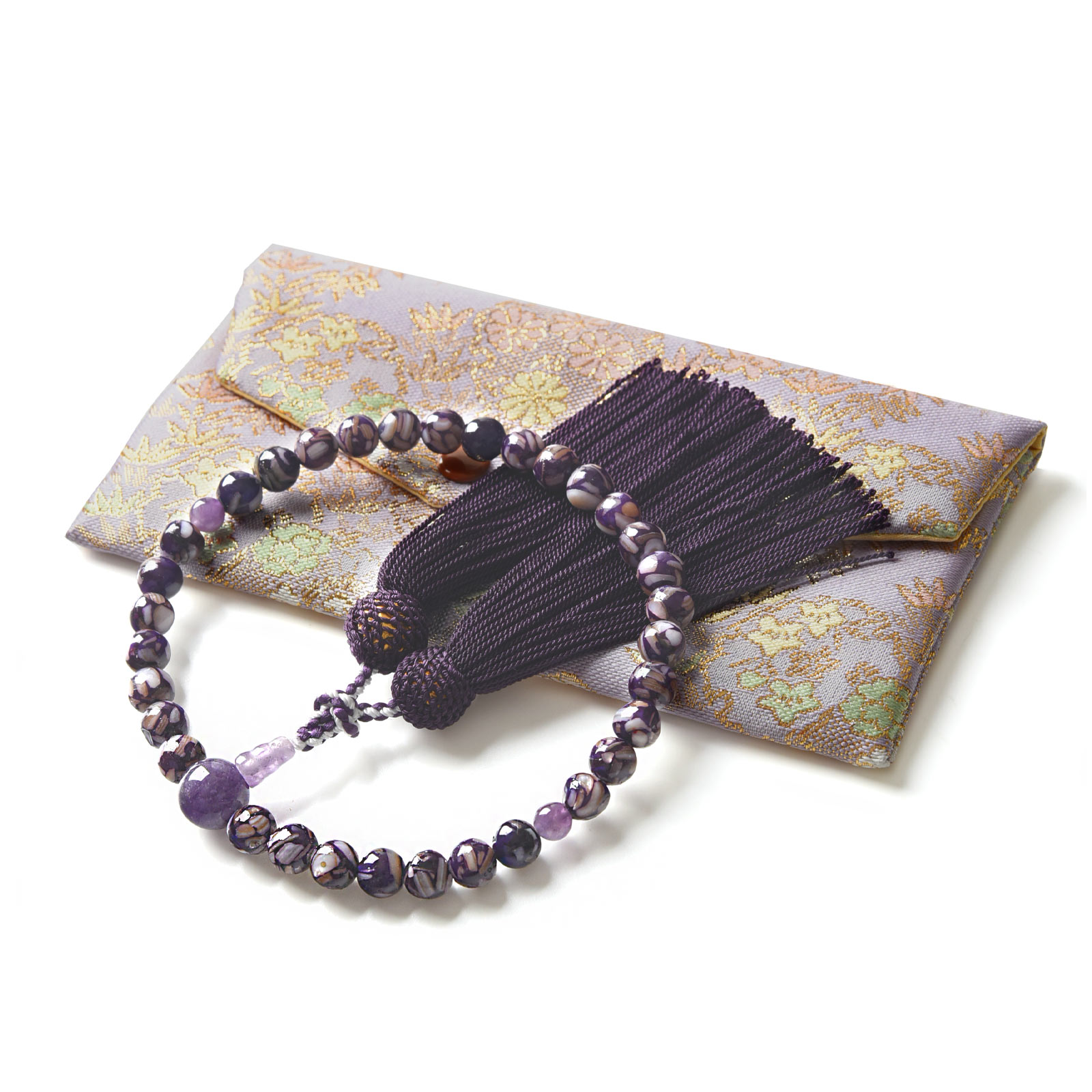 EsuonHappiness 数珠 女性 女性用 螺鈿 圧縮 貝パール 8mm 選べる