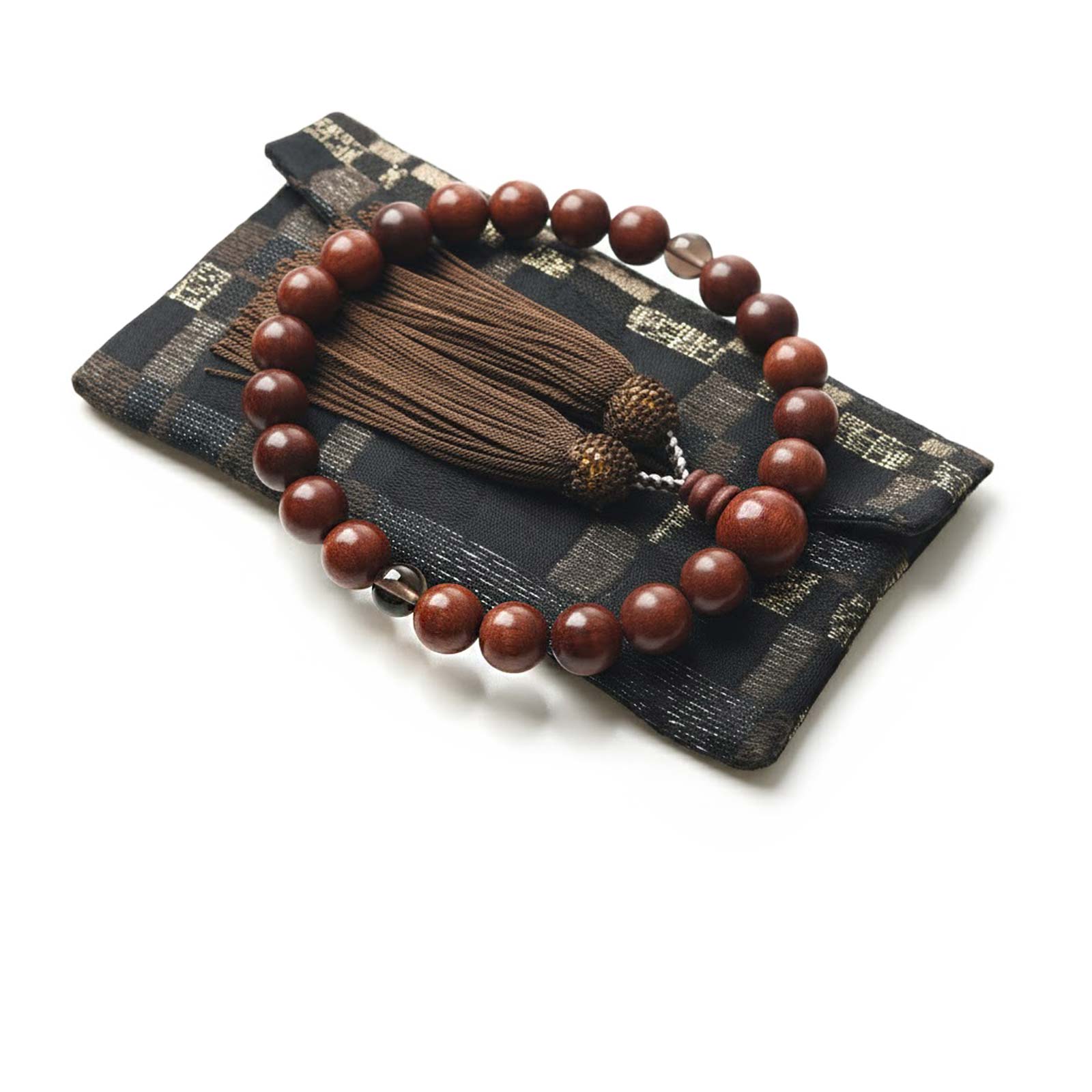 EsuonHappiness 数珠 男性用 選べる 13mm 親玉天然木 高級 数珠入れ 付