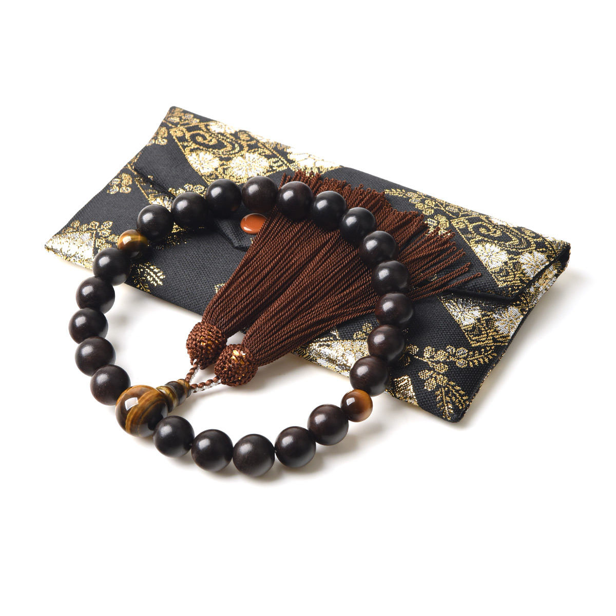 EsuonHappiness 数珠 男性 男性用 選べる 数珠入れ 付 西陣織 金襴