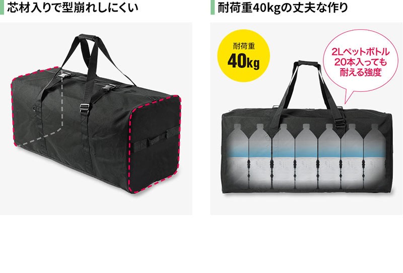 心材入りで型崩れしにくい 耐荷重40kgの丈夫な作り