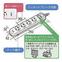 SANWA SUPPLY（サンワサプライ） 電源タップ 3Pプラグ 8個口 ノイズ