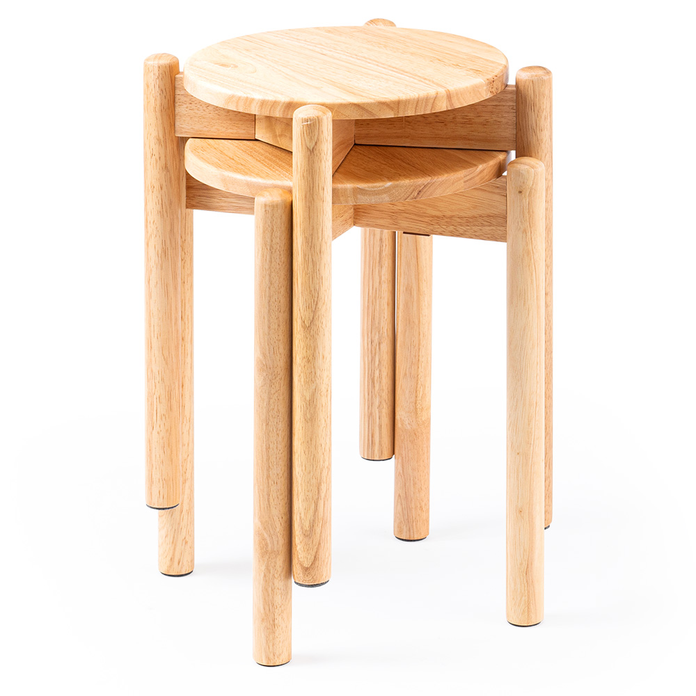 スツール 木製 2脚セット 天然木 丸椅子 背もたれ無し スタッキング 完成品 組立不要 北欧 カフェ おしゃれ ナチュラル EEX-CHS11X2