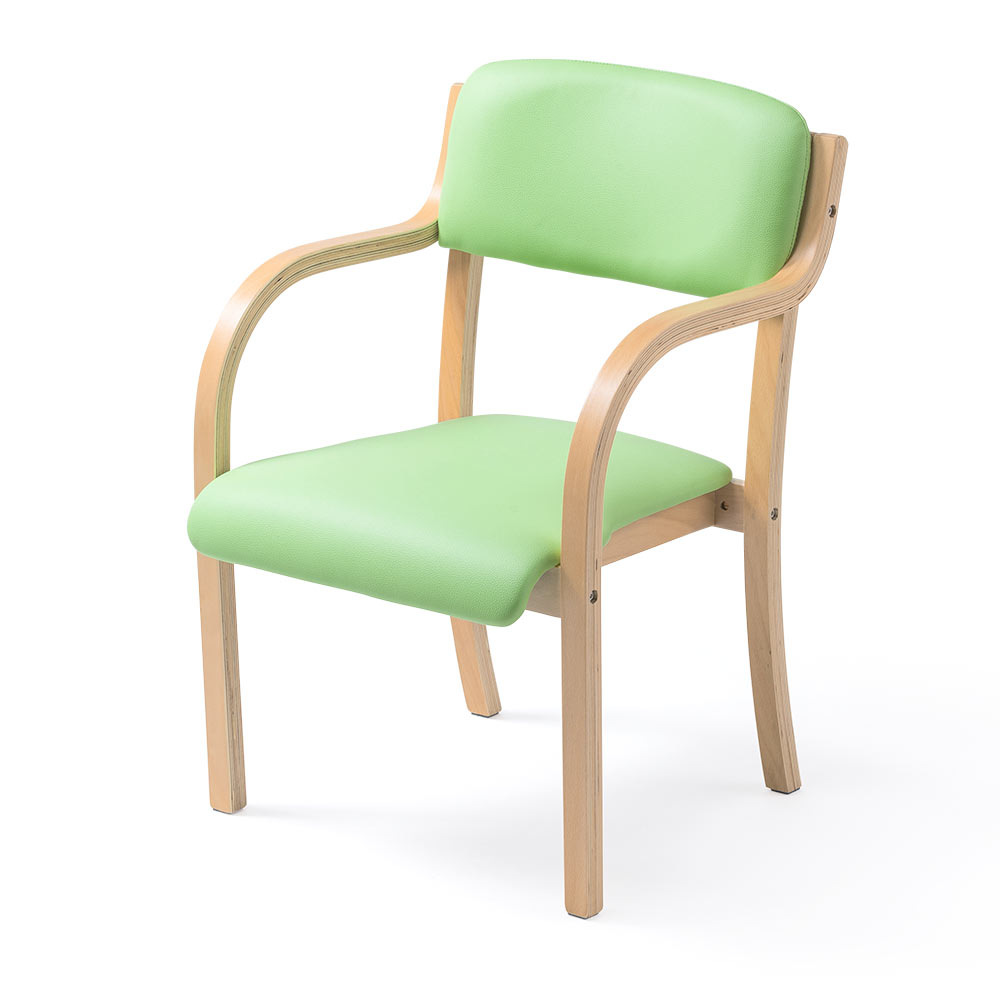 ダイニングチェア 介護椅子 肘付き 木製 座面低め 防水 汚れに強い PVC