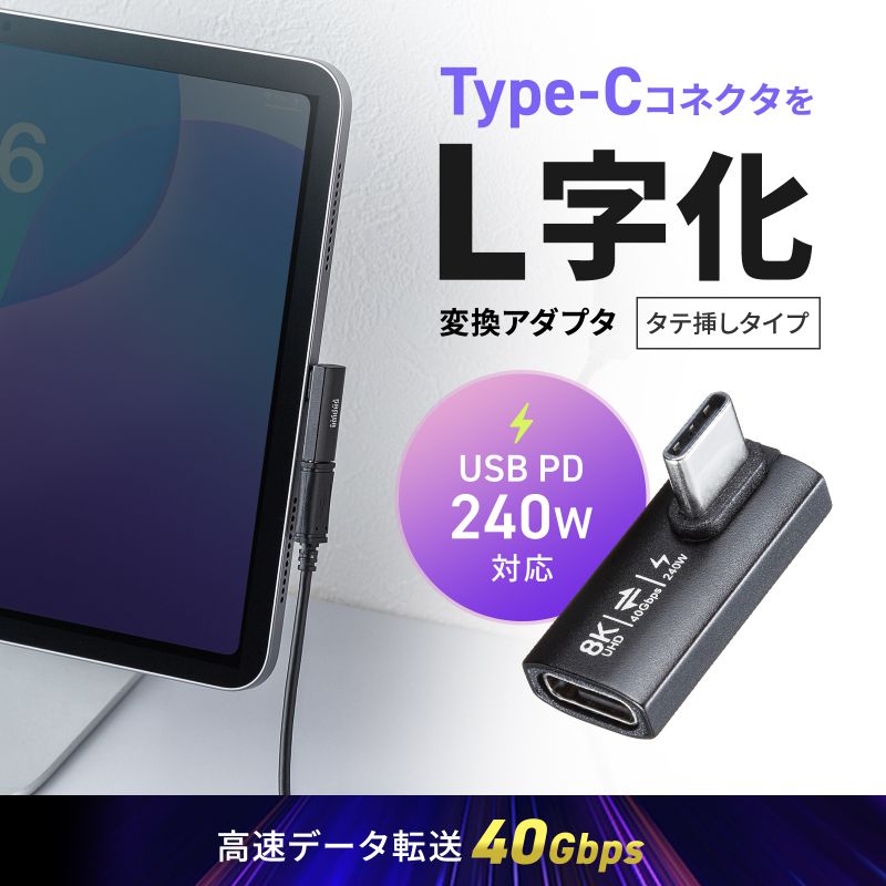 Ｋ*ｓ様 Lecarra 製A2 6ー９ホール変換アダプター SANWA SUPPLY（サンワサプライ） USB-C変換アダプタ L字型 縦挿し USB