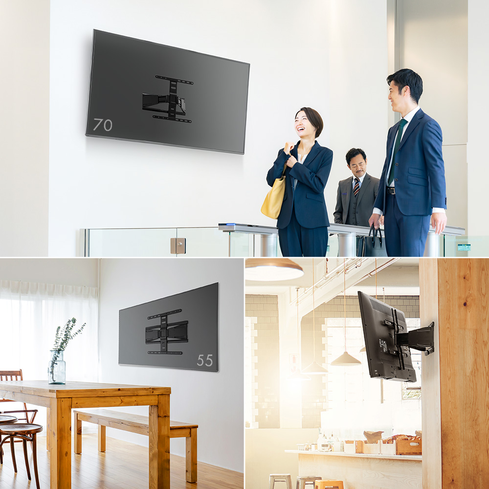 イーサプライ テレビ壁掛け金具 壁掛けテレビ金具 アーム式 薄型